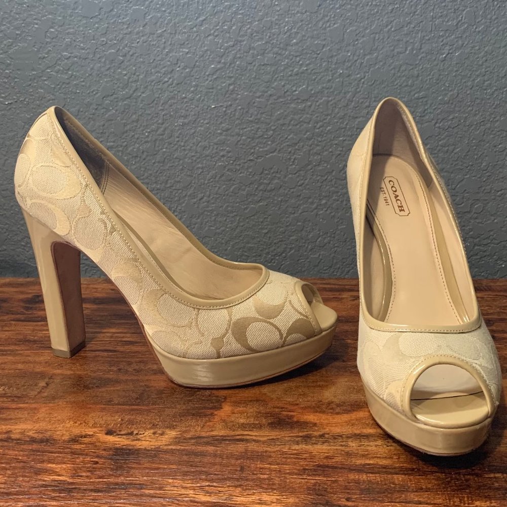 COACH Women's Block Peep Toe Heels